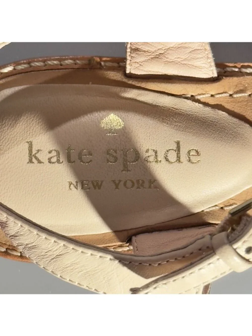 KATE SPADE New York Sunset Women's Sandals Beige Leather Woven Tassel Size 7M